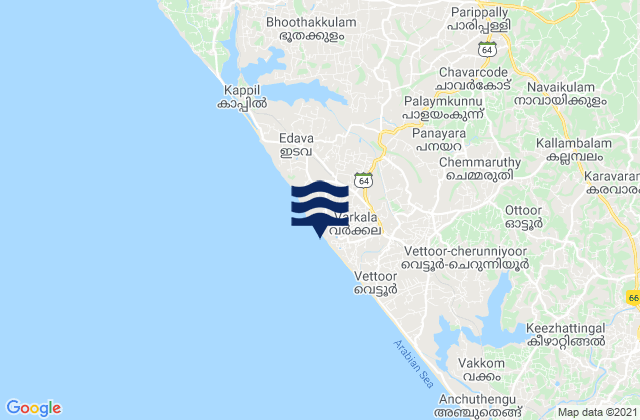 Varkkallai, India潮水