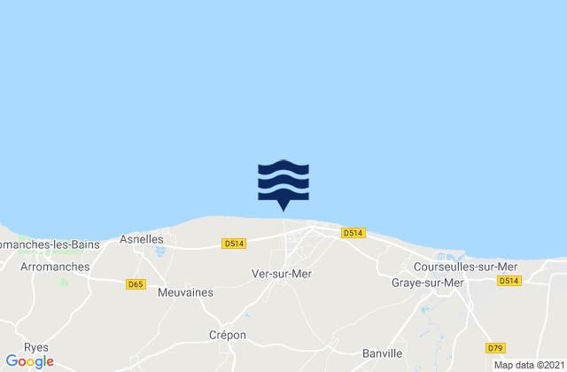 Ver-sur-Mer, France潮水