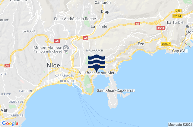 Villefranche-sur-Mer, France潮水
