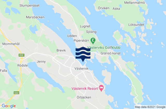 Västervik, Sweden潮水