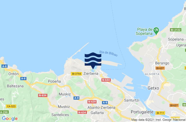 Zierbenako portua / Puerto de Zierbena, Spain潮水