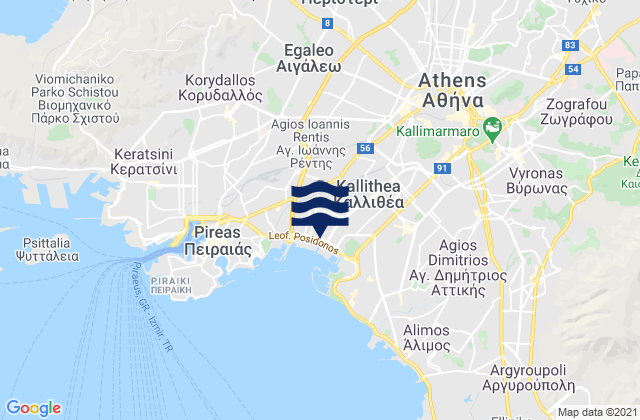 Ágioi Anárgyroi, Greece潮水