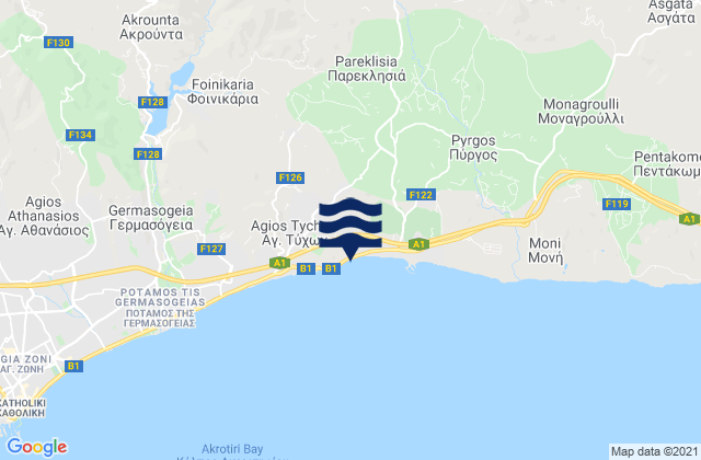 Ágios Týchon, Cyprus潮水