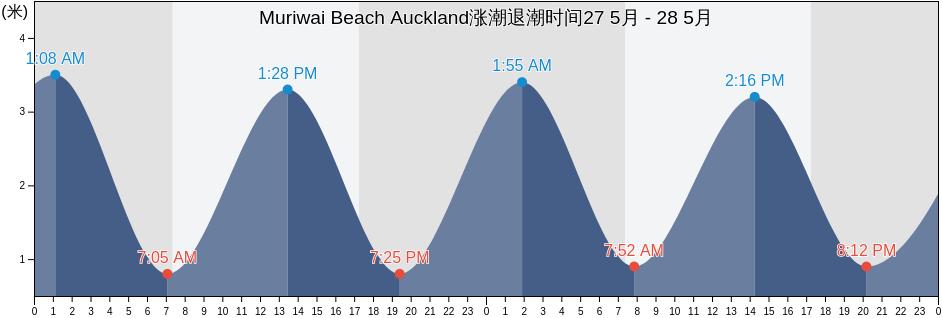 Muriwai Beach Auckland, Auckland, Auckland, New Zealand涨潮退潮时间
